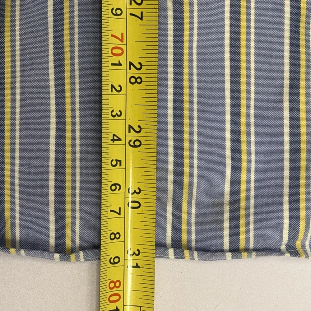 Polo Ralph Lauren Shirt Men 17 1/2 34/35‎ Blue Yellow Striped Button Down Preppy